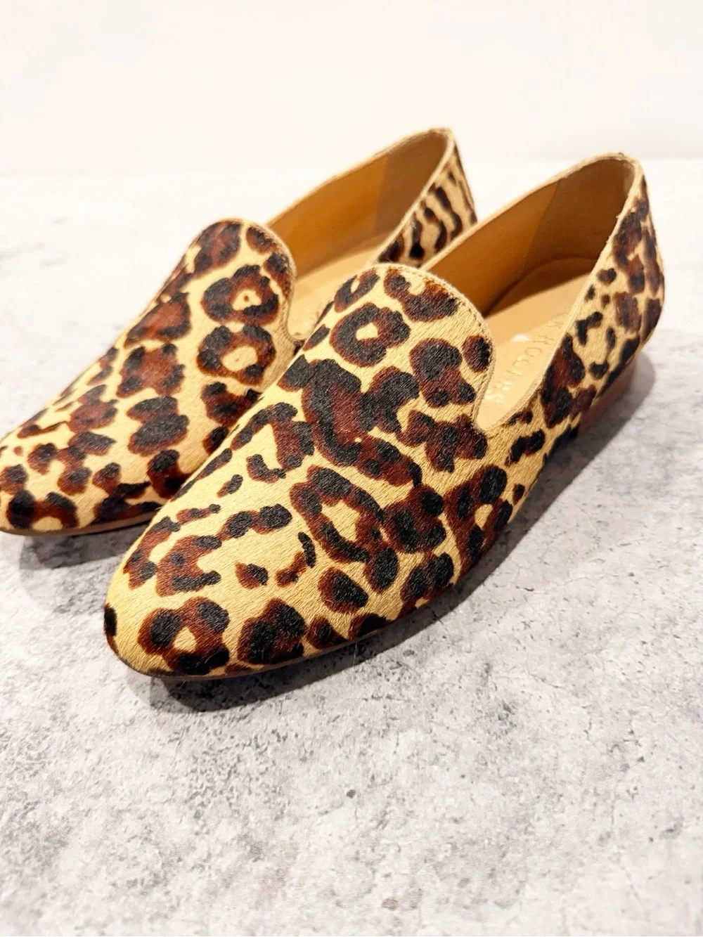 Jack Rogers Audrey Haircalf Loafer Leopard Flats Size 6.5M